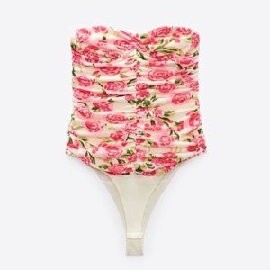 Zara Draped Floral Bodysuit worn once no flaws